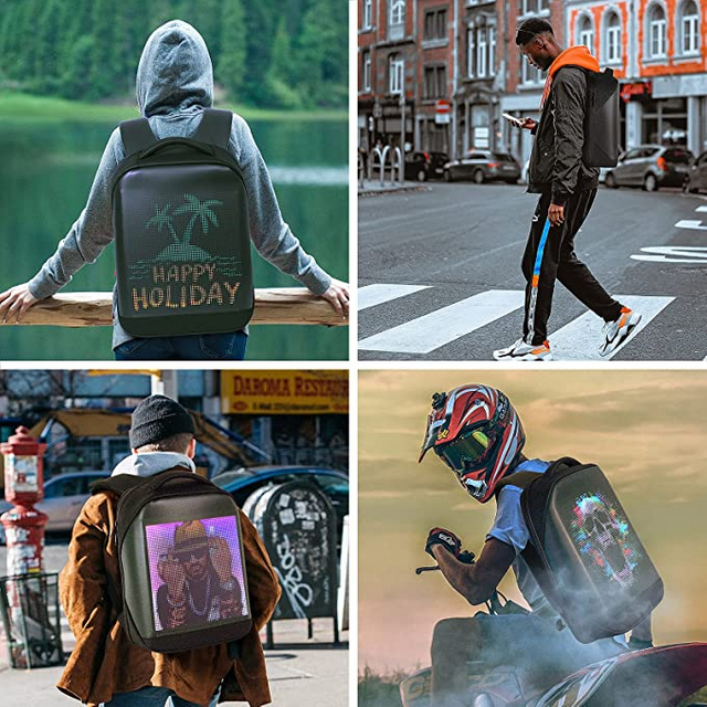 LED Backpack, Full Color Screen and Programmable DIY, Outdoor Advertising Travel Laptop Backpack, Requires Power Bank to Use