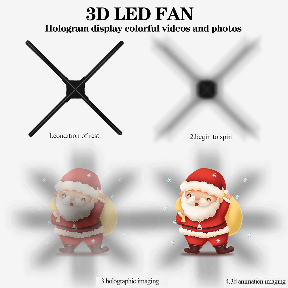 56cm Deluxe Version 1024*1024dpi 4 Blades Fan 3D Holographic For Indoor