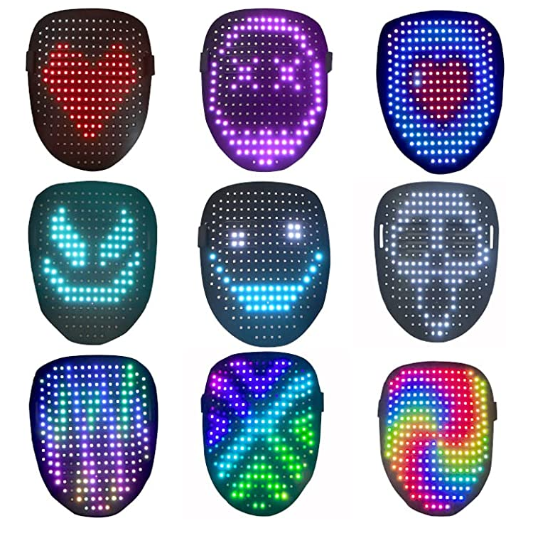 Gesture Sensing LED Mask, 50 Preset Patterns,For Party Masquerade Dj Costume Party,Halloween Led Glow Light Up Mask for Adult Kid