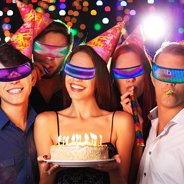 LED Bluetooth Glasses, Smart APP Control LED Light Up Glasses, for Costumes Party(Text, Graffiti, Animation, Music Rhythm)