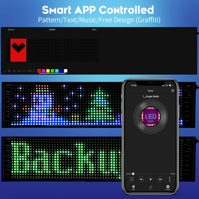 Car Flexible Display Emoji Rear Window Animation Matrix Panel Board Scrolling LED LED Signs